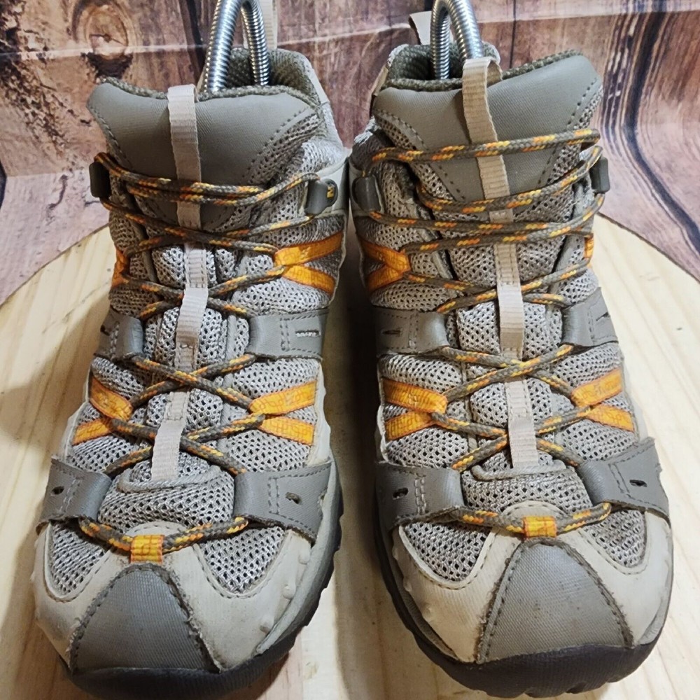Merrell Bridle Women's Size 8 Aluminum Orange Trim Hiking Shoe Vibram Soles